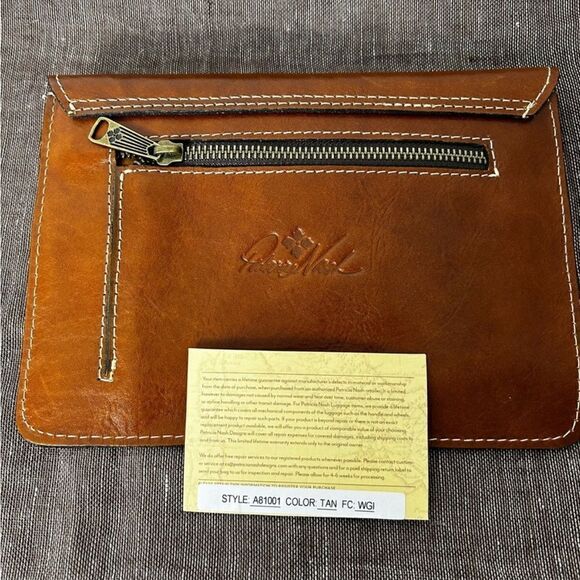 Patricia Nash Heritage Envelope pouch wallet Italian tan leather - Picture 3 of 5